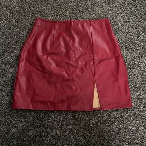 Windsor Red Faux Leather Skirt